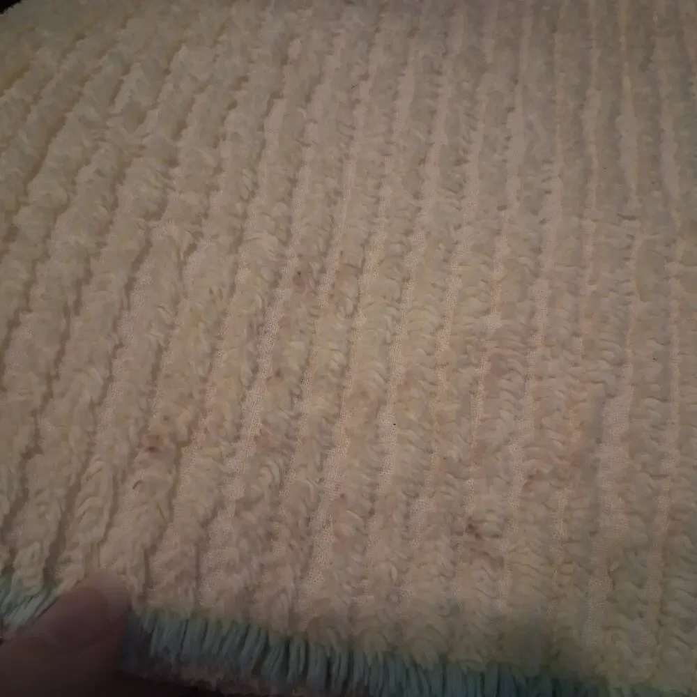Vintage chenille baby blanket yellow lamb 39x64 pastel